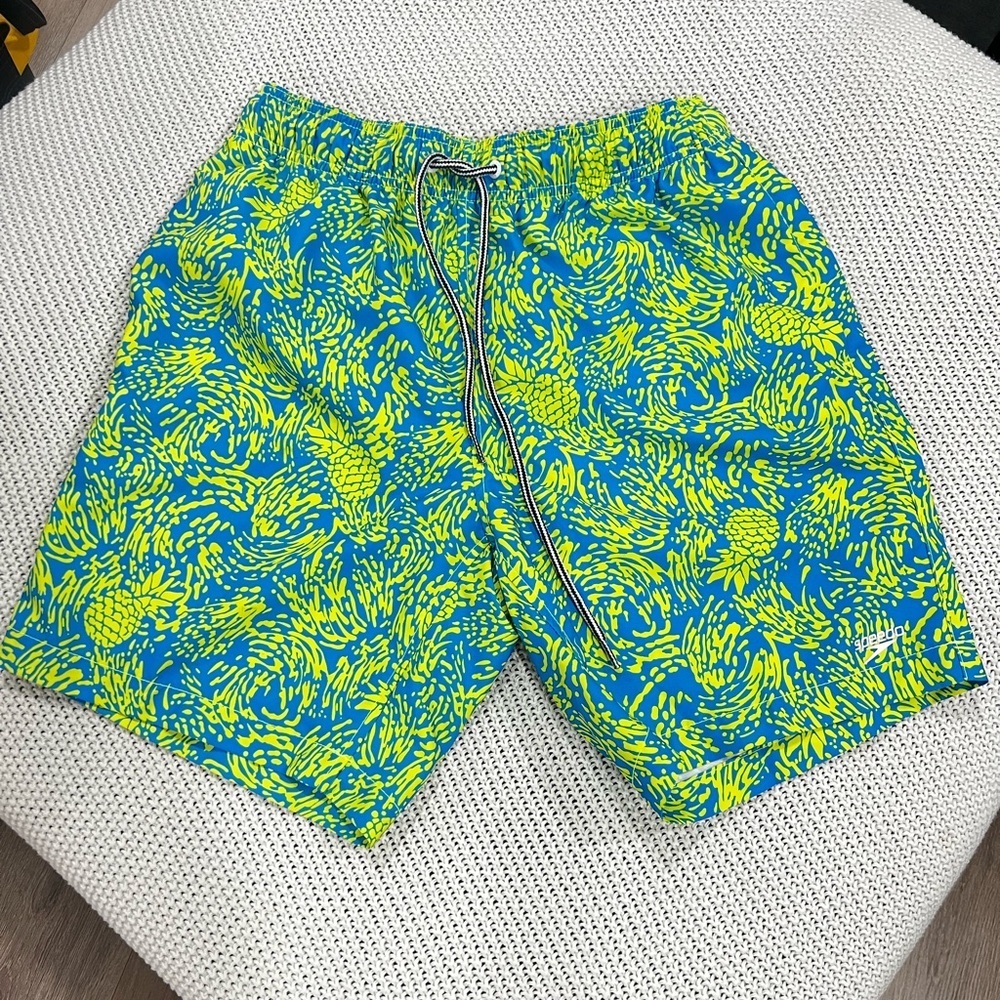 Speedo Blue and Yellow Patterned Swim Trunks